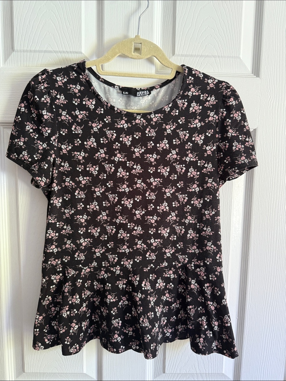 Rebel Sugar Black Top with Pink & White Floral Print